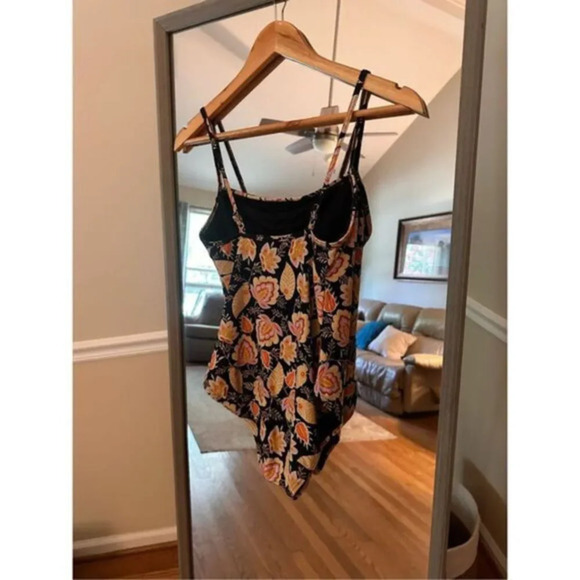 LOFT Beach One Piece Size Medium Floral‎ Yellow/Black - Picture 3 of 5